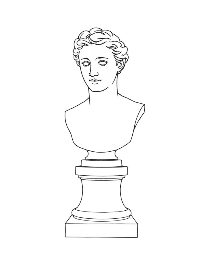 Ilustración lineal de un busto clásico